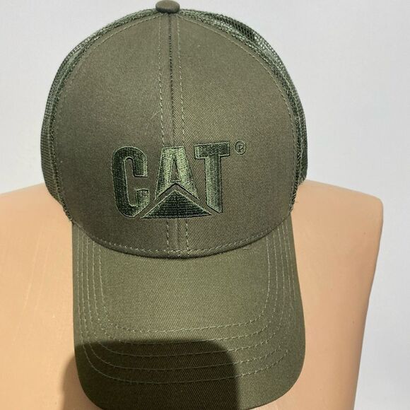 Mens snap back Green Caterpillar Trucker hat adjustable - Picture 6 of 9